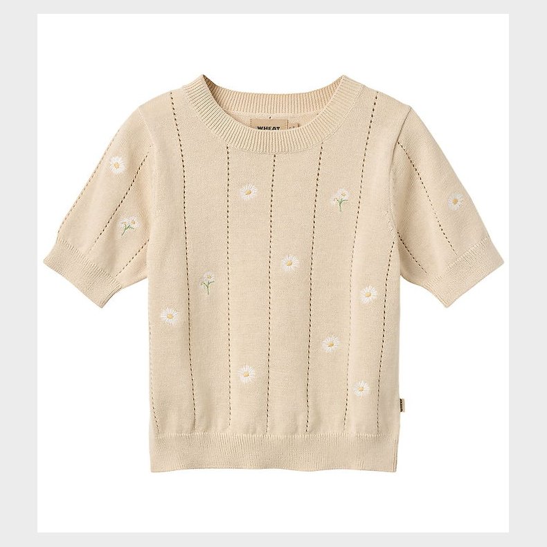 Wheat T-shirt - Strik - Sandshell white flowers