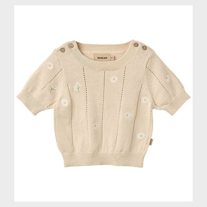 Wheat T-shirt - Strik - Sandshell white flowers