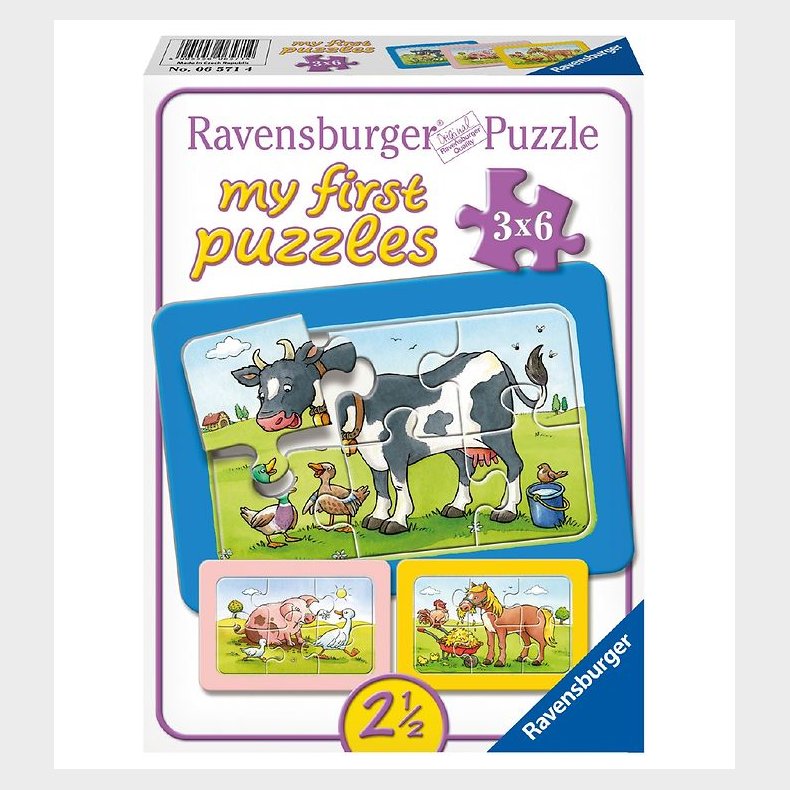 Ravensburger Puslespil - My First - 3x6 Brikker - Animal Friends