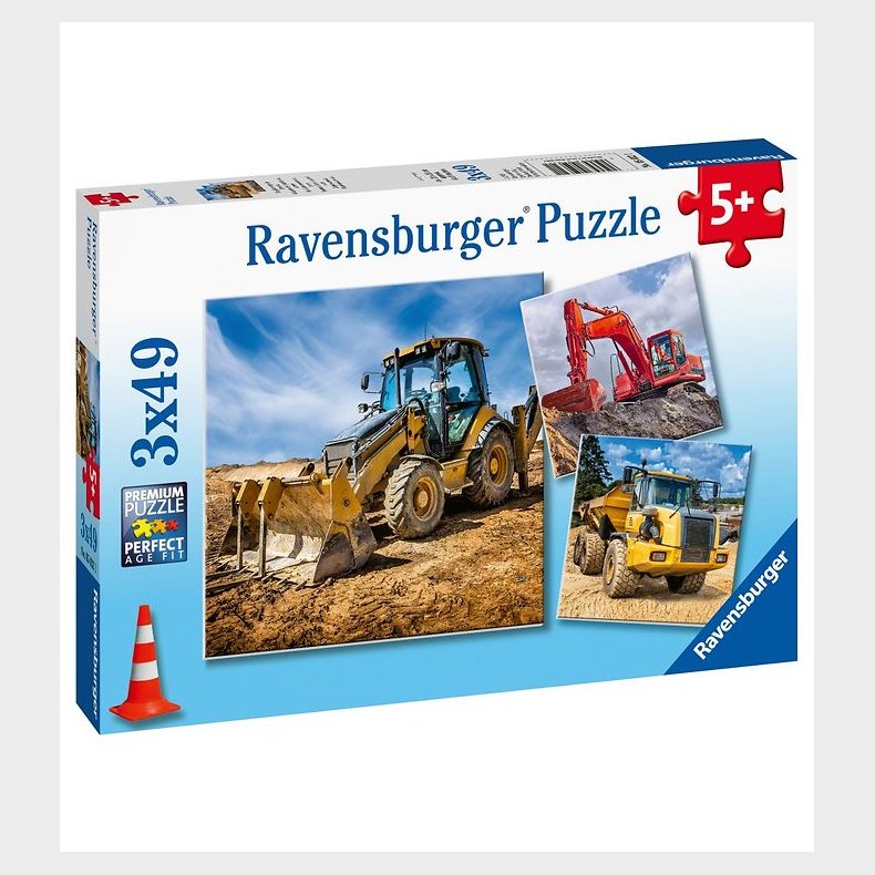 Ravensburger Puslespil - 3x49 Brikker - Digger at Work