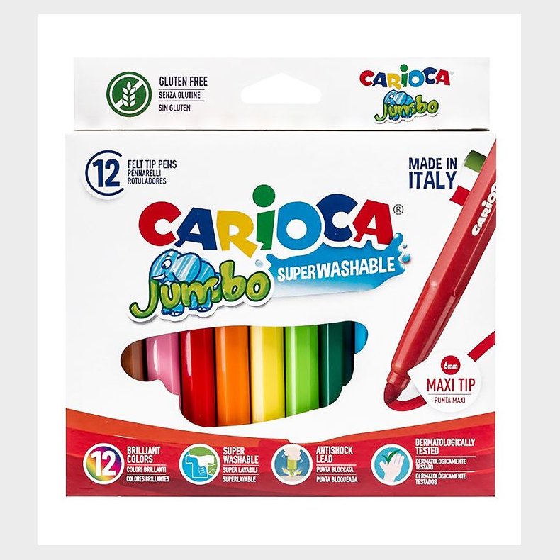 Carioca Maxi Tip Tuscher - 12 stk - Multifarvet