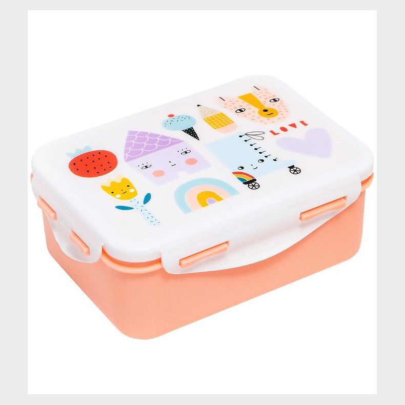 Petit Monkey Madkasse - Skate & House - Hvid/Fersken