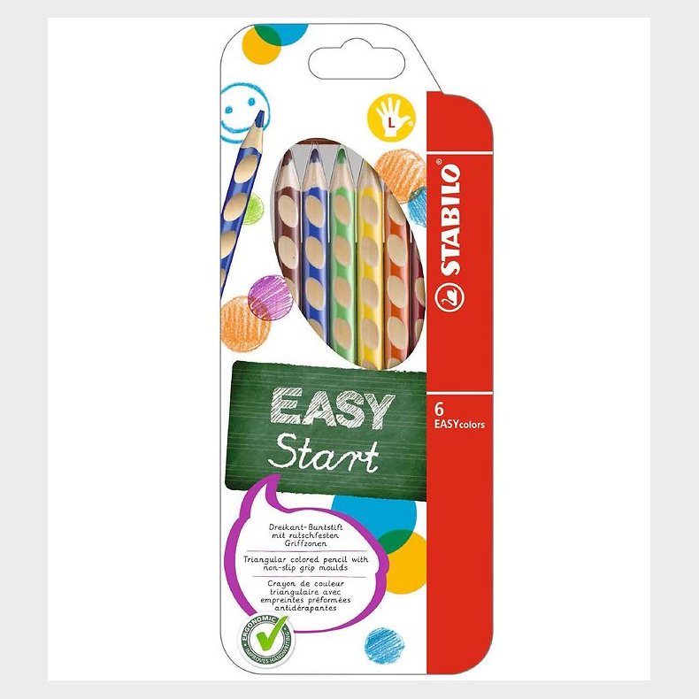 Stabilo Farveblyanter - EasyColors - Venstre - 6 stk. - Multifar