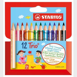 Stabilo Farveblyanter - Trio Thick - Korte - 12 stk. - Multifarv