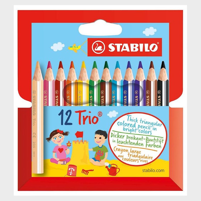 Stabilo Farveblyanter - Trio Thick - Korte - 12 stk. - Multifarv
