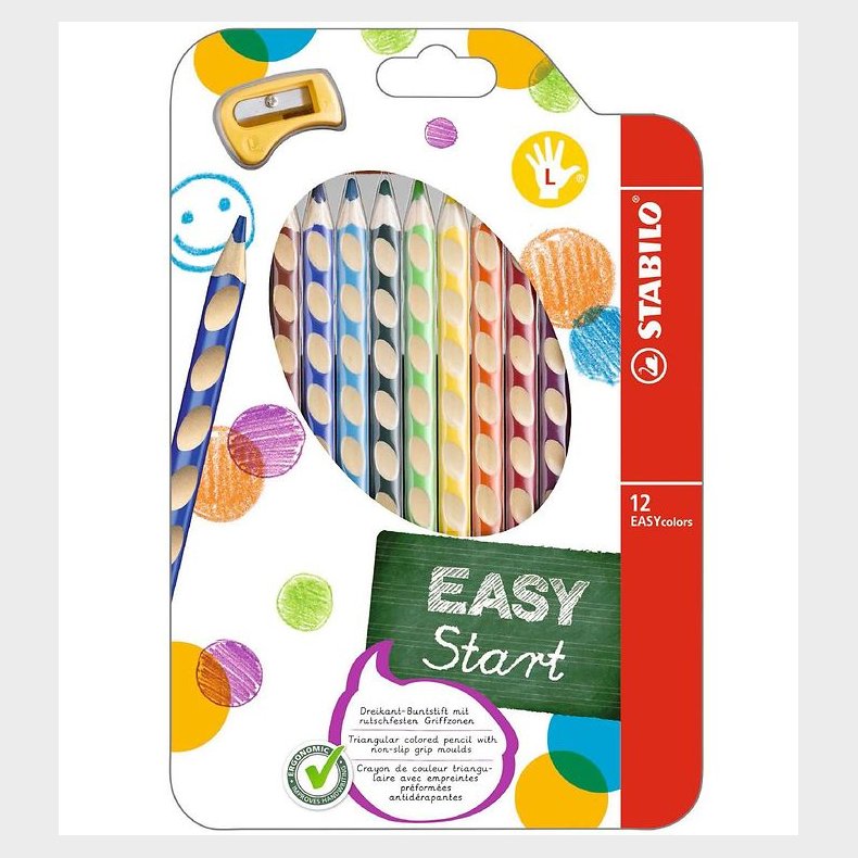 Stabilo Farveblyanter - EasyColors - Venstre - 12 stk. - Multifa