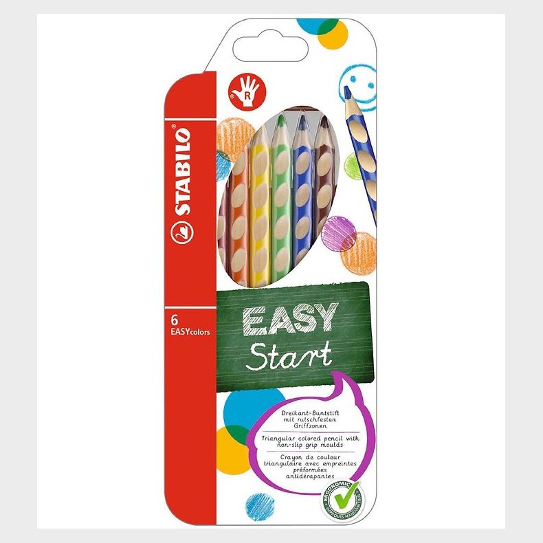 Stabilo Farveblyanter - EasyColors - Hjre - 6 stk. - Multifarve