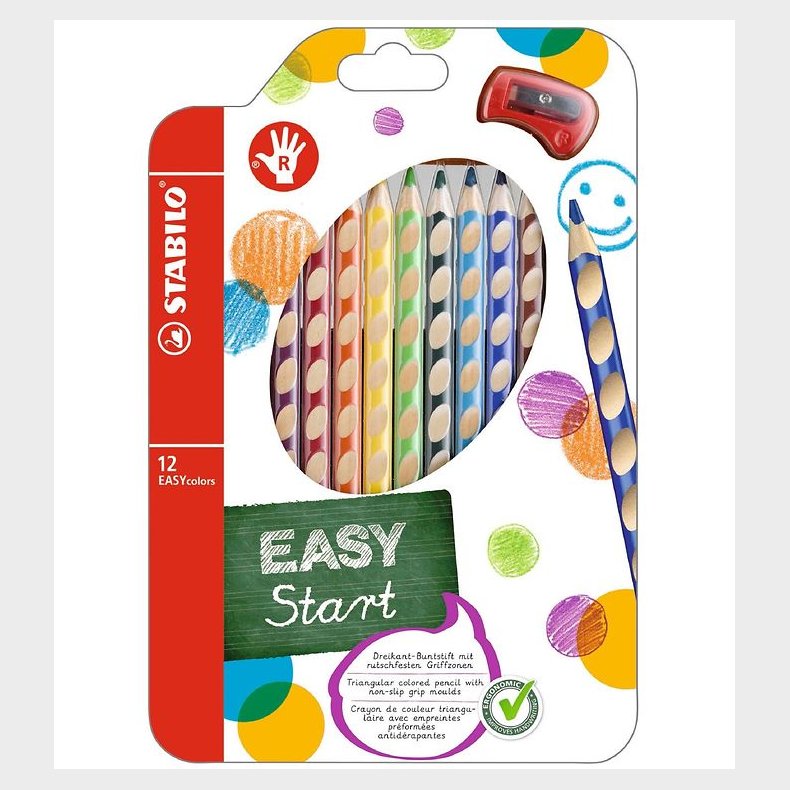 Stabilo Farveblyanter - EasyColors - Hjre - 12 stk. - Multifarv