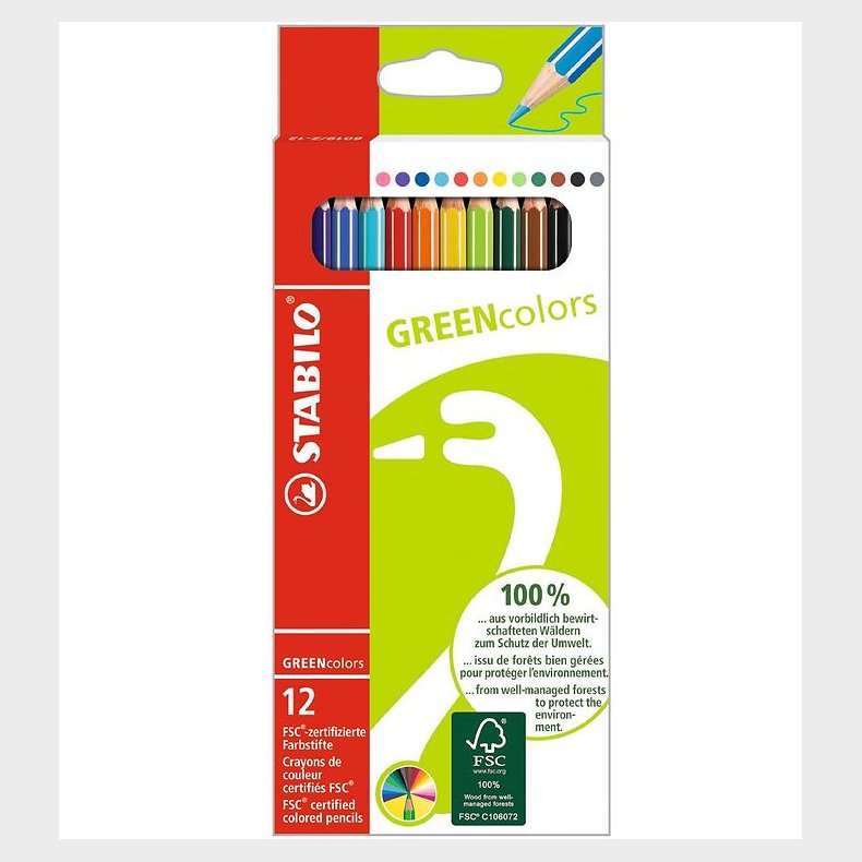 Stabilo Farveblyanter - GreenColors - 12 stk. - Multifarvet