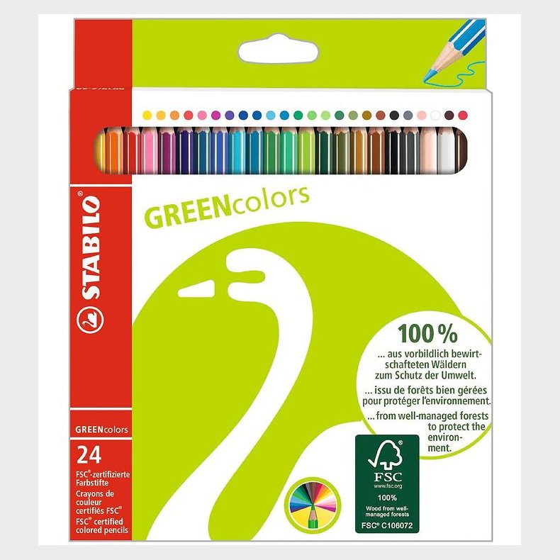 Stabilo Farveblyanter - GreenColors - 24 stk. - Multifarvet