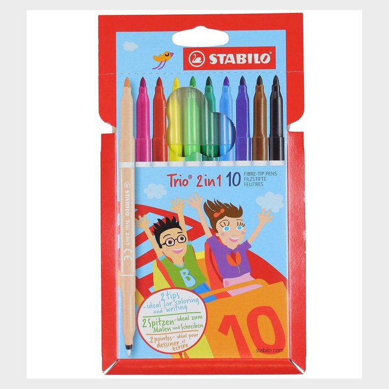 Stabilo Trio 2-i-1 - 10 stk - Multifarvet