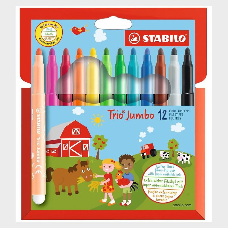Stabilo Tuscher - Trio Jumbo - 12 stk. - Multifarvet