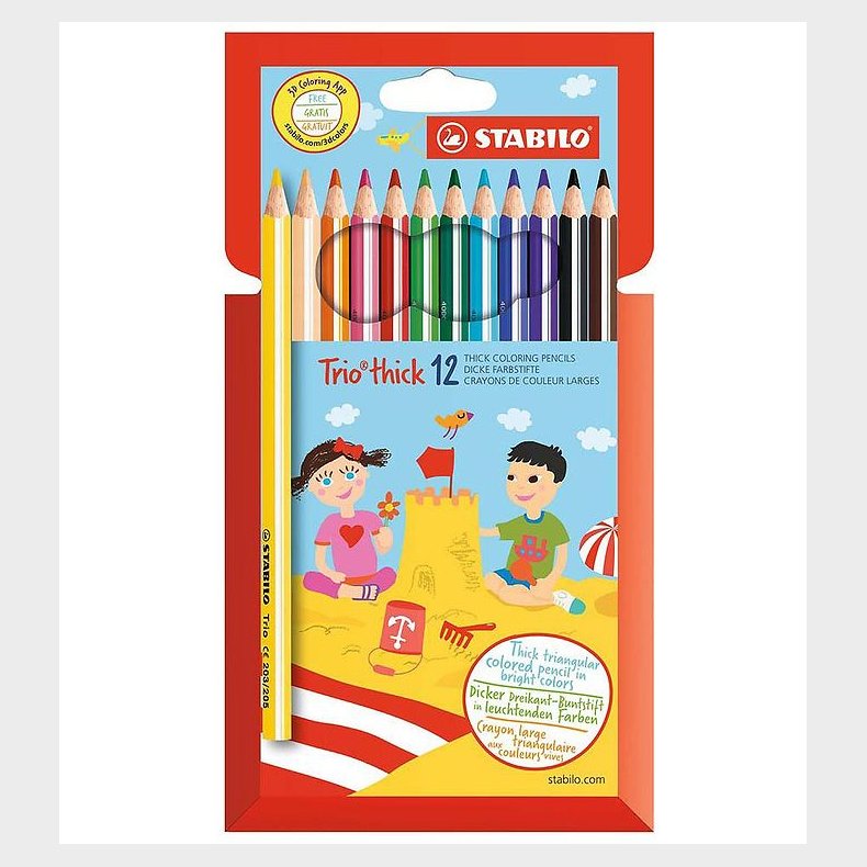 Stabilo Farveblyanter - Trio Thick - 12 stk. - Multifarvet