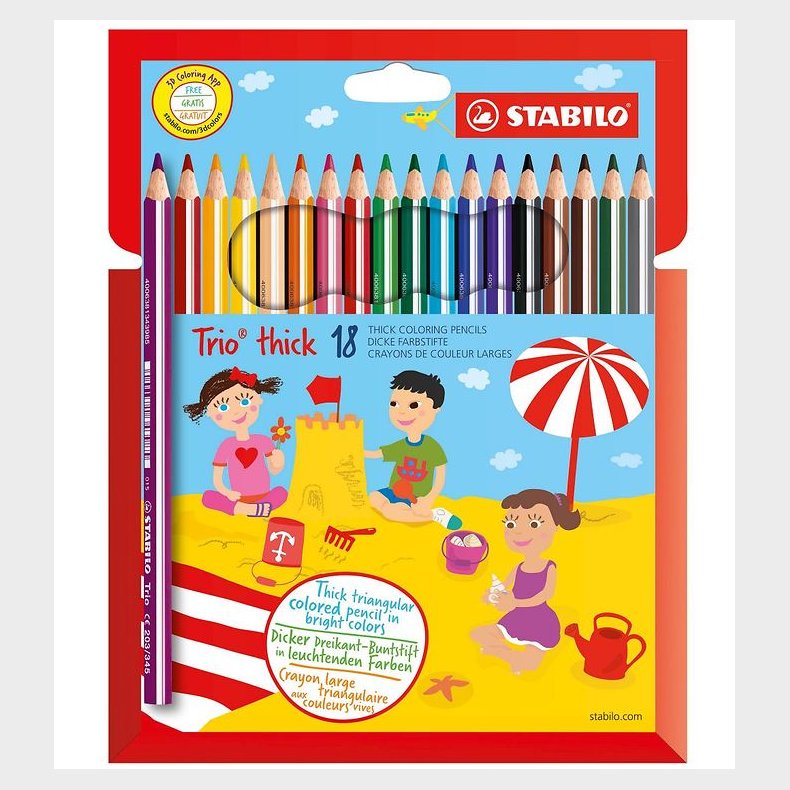 Stabilo Farveblyanter - Trio Thick - 18 stk - Multifarvet