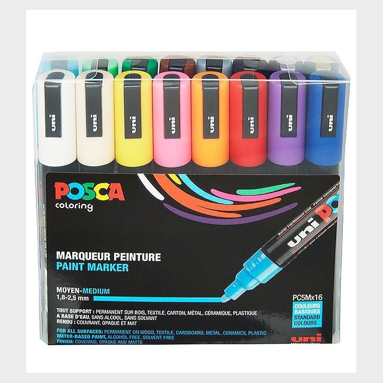 Posca Tuscher - PC-5M - 16 stk. - Multifarvet