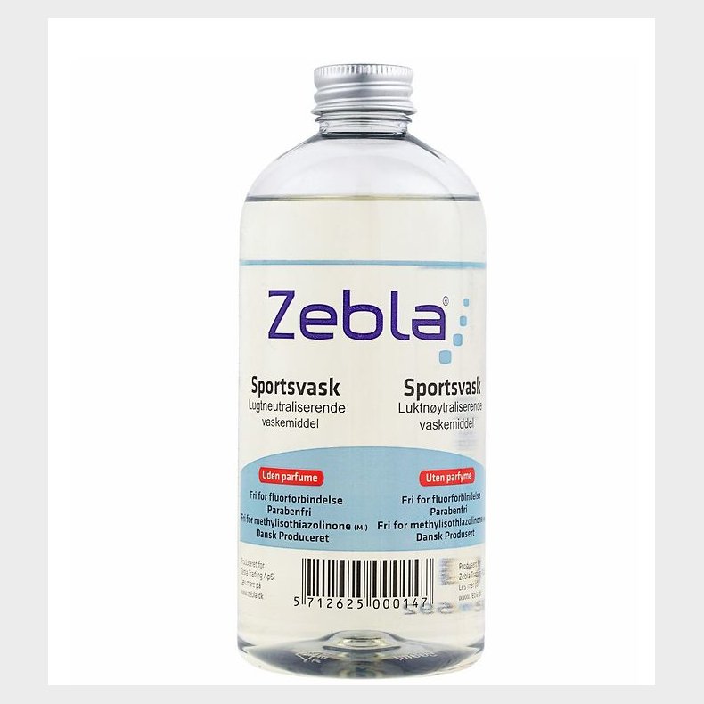 Zebla Sportsvaskemiddel - 500 ml - Parfumefri