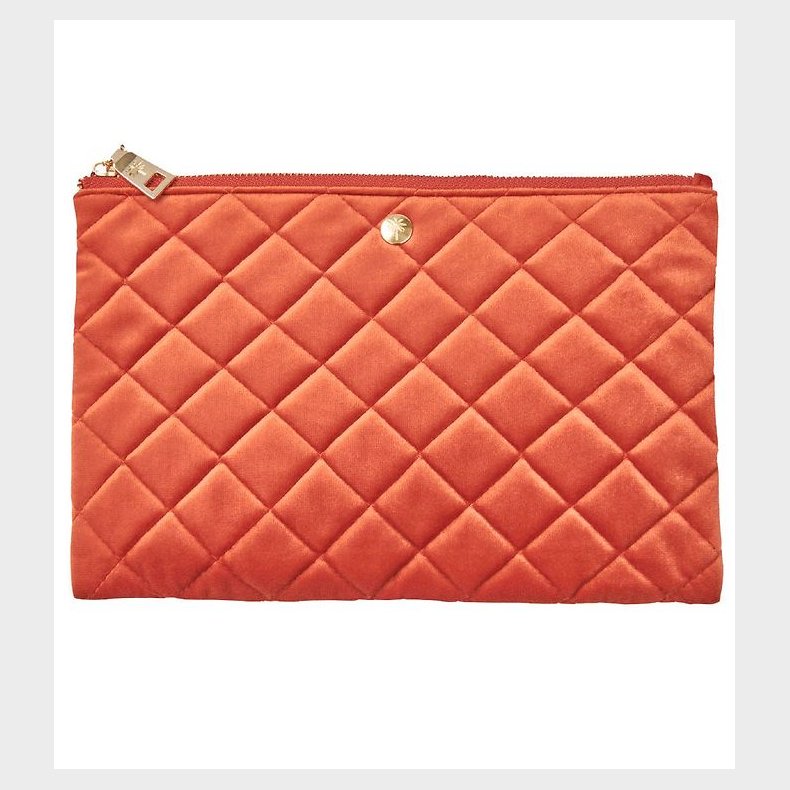 Fan Palm Toilettaske - Quiltet Velour - Apricot