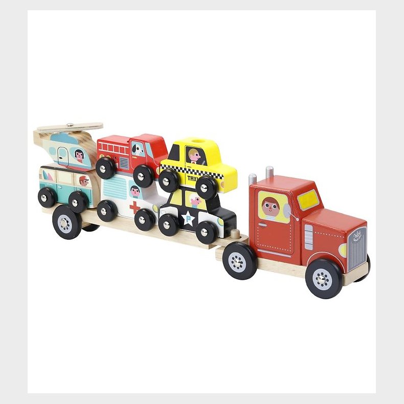 Vilac Lastbil - Inkl. Angh�nger m. Stablebiler - Tr�