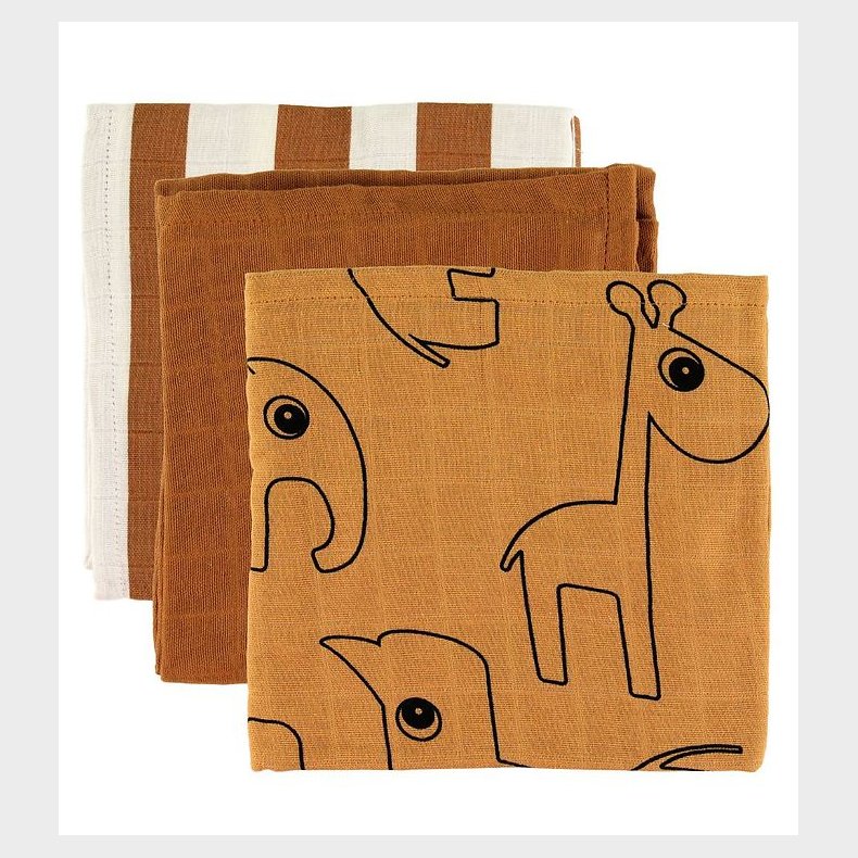 Done By Deer Stofbleer - 3-pak - 70x70 cm - Deer Friends Mustard