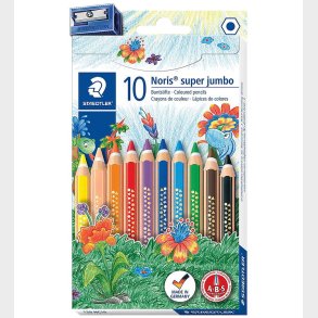 Staedtler Farveblyanter - Noris Super Jumbo - 10 stk m. Blyantsp
