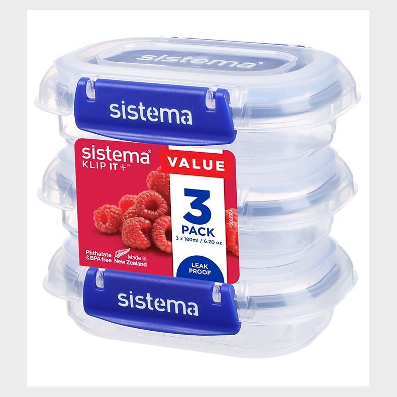 Sistema Madkasse - Rectangle Klip It Plus - 3-pak - 180ml - Bl