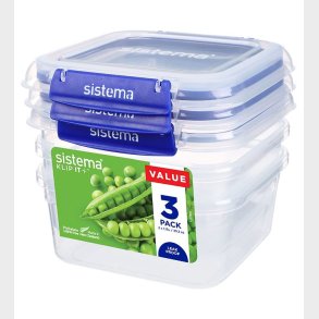 Sistema Madkasse - Square Klip it Plus - 3-pak - 1,15L - Bl