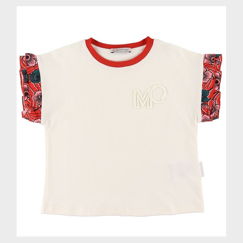Moncler T-shirt - Hvid m. Rd/Blomster