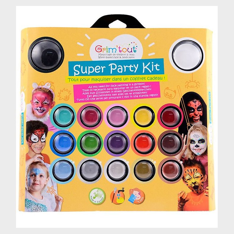 Grim Tout Ansigtsmaling - 17 Farver - Super Party Kit