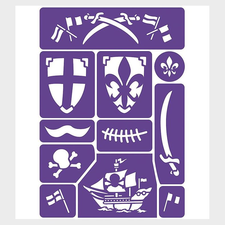 Grim Tout Stencil Til Ansigtsmaling - Ridder og Pirat