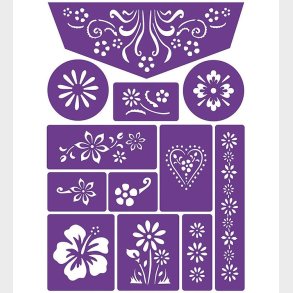 Grim Tout Stencil Til Ansigtsmaling - Blomster