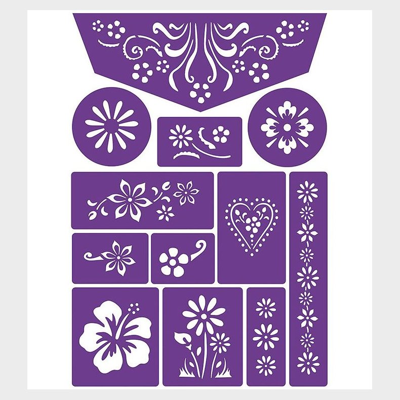 Grim Tout Stencil Til Ansigtsmaling - Blomster