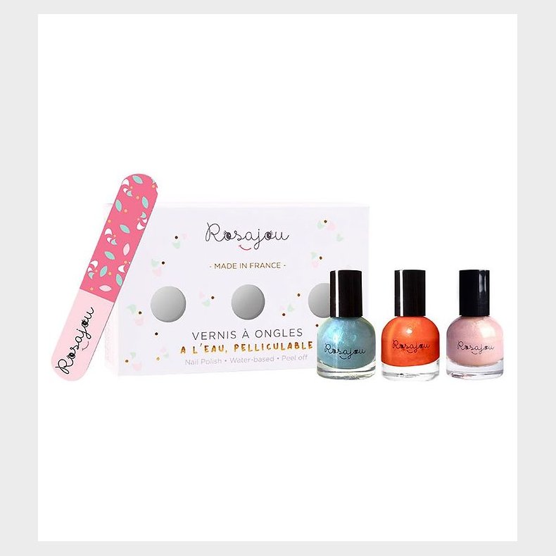 Rosajou Neglelakker m. Neglefil - 4 dele - Ballerine/Folie/Fe