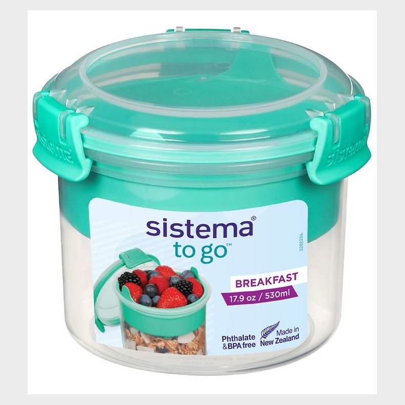 Sistema Madkasse m. Bestik - Breakfast To Go - 530 ml - Turkis