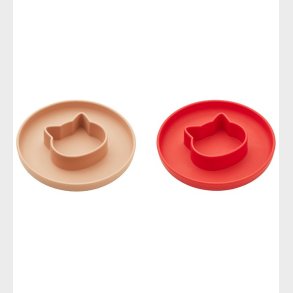 Liewood Tallerken - Cat - 2-pak - Silikone - Apple Red/Tuscany