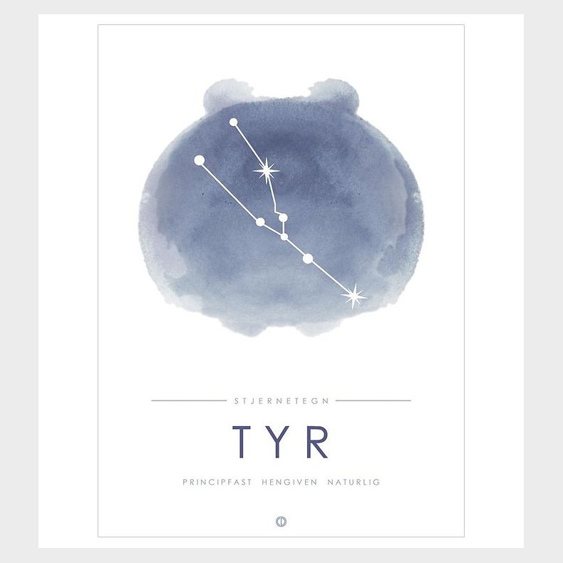 Citatplakat Plakat - A3 - Stjernebillede - Tyr - Bl