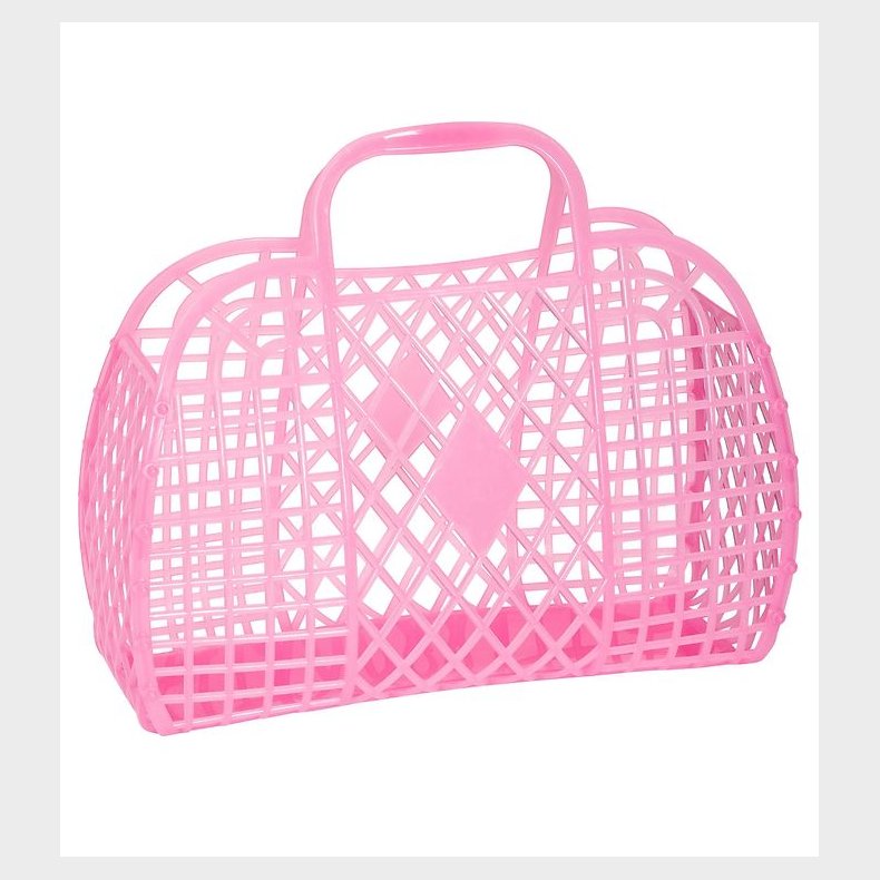 Sun Jellies Lille Foldekurv - Retro - 26x21x12 cm - Neon Pink