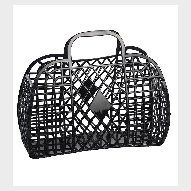 Sun Jellies Lille Foldekurv - Retro - 26x21x12 cm - Black