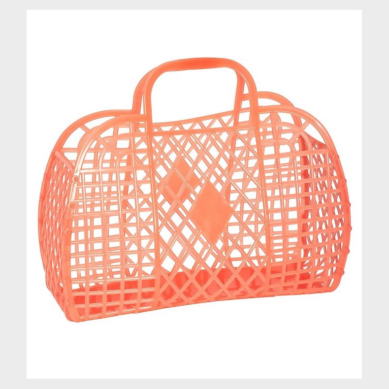 Sun Jellies Lille Foldekurv - Retro - 26x21x12 cm - Neon Orange