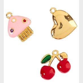 Me&My BOX Vedhng - 3-pak - Hjerte/Cupcake/Kirkebr - Guldbelagt