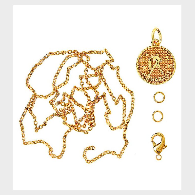 Me&My BOX Halskde m. Stjernetegn - Vandmand - Guldbelagt