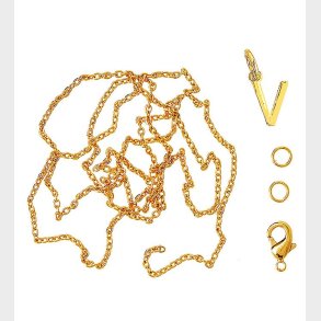 Me&My BOX Halskde m. Bogstav - V - Guldbelagt