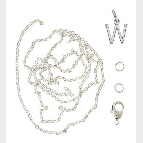 Me&My BOX Halskde m. Bogstav - W - Slvbelagt