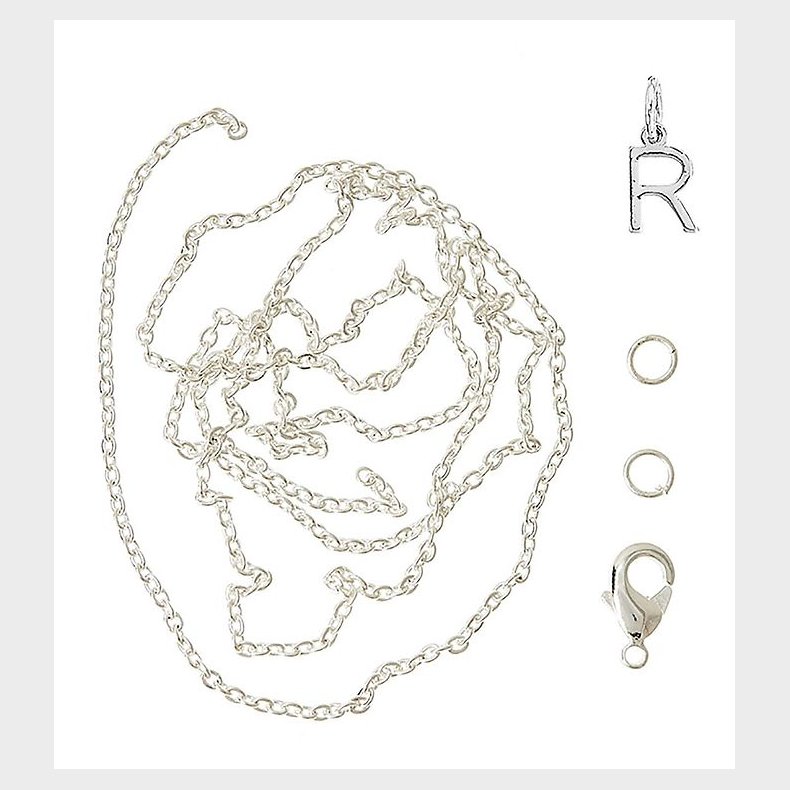 Me&My BOX Halskde m. Bogstav - R - Slvbelagt