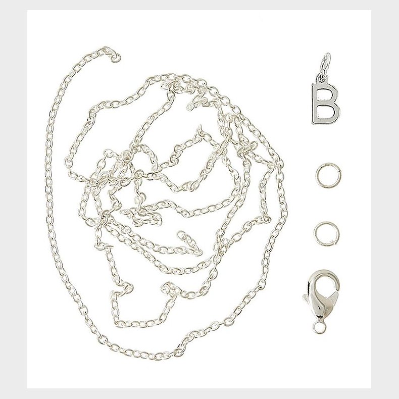 Me&My BOX Halskde m. Bogstav - B - Slvbelagt