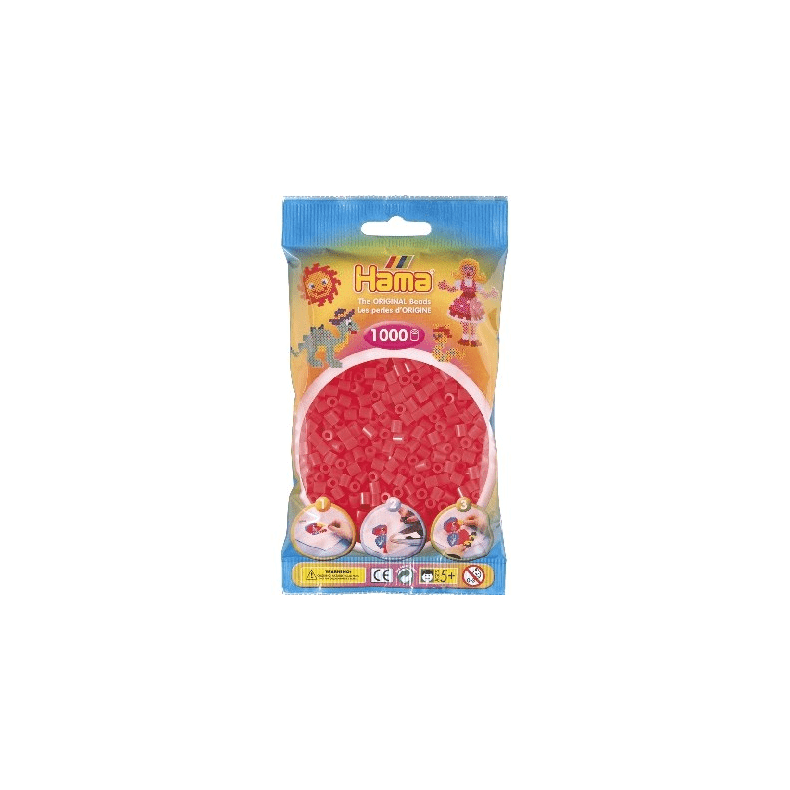Hama Midi Perler 1000 Stk Neon Rd - Legekammeraten.dk