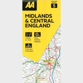 Aa Road Map Britain 5: Midlands & Central England - English book