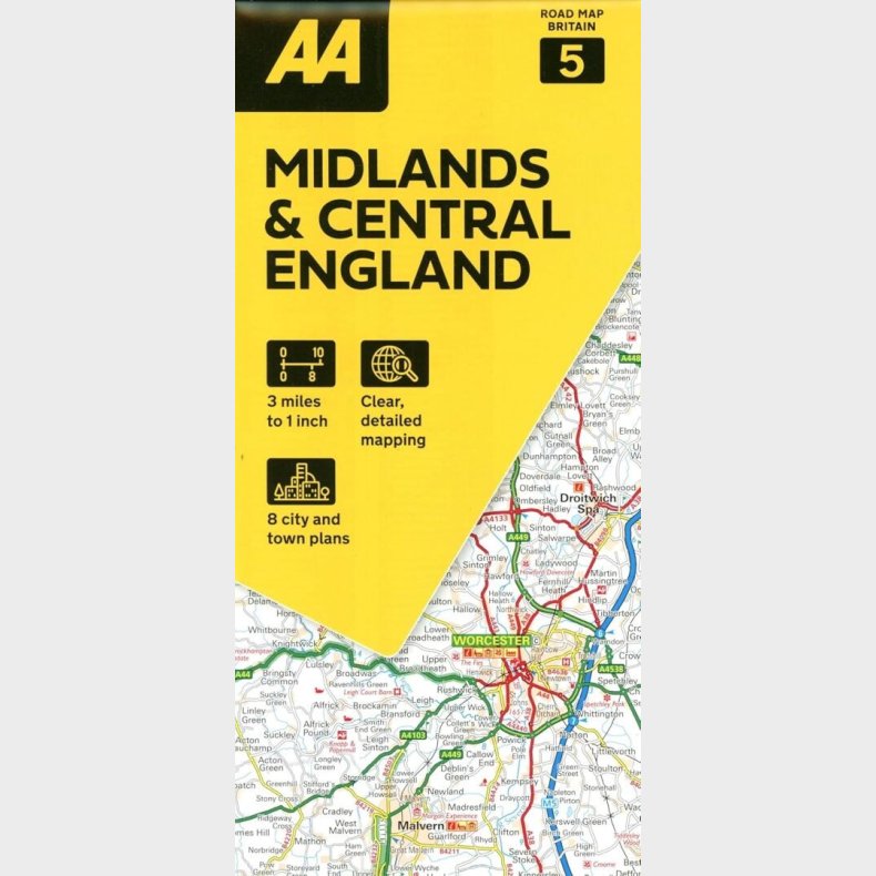 Aa Road Map Britain 5: Midlands & Central England - English book