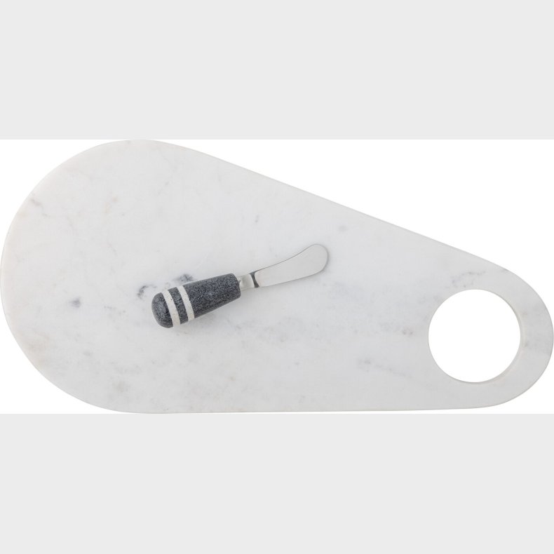 Bloomingville - Abrielle Serveringsbrt Med Kniv - Hvid - Marmor