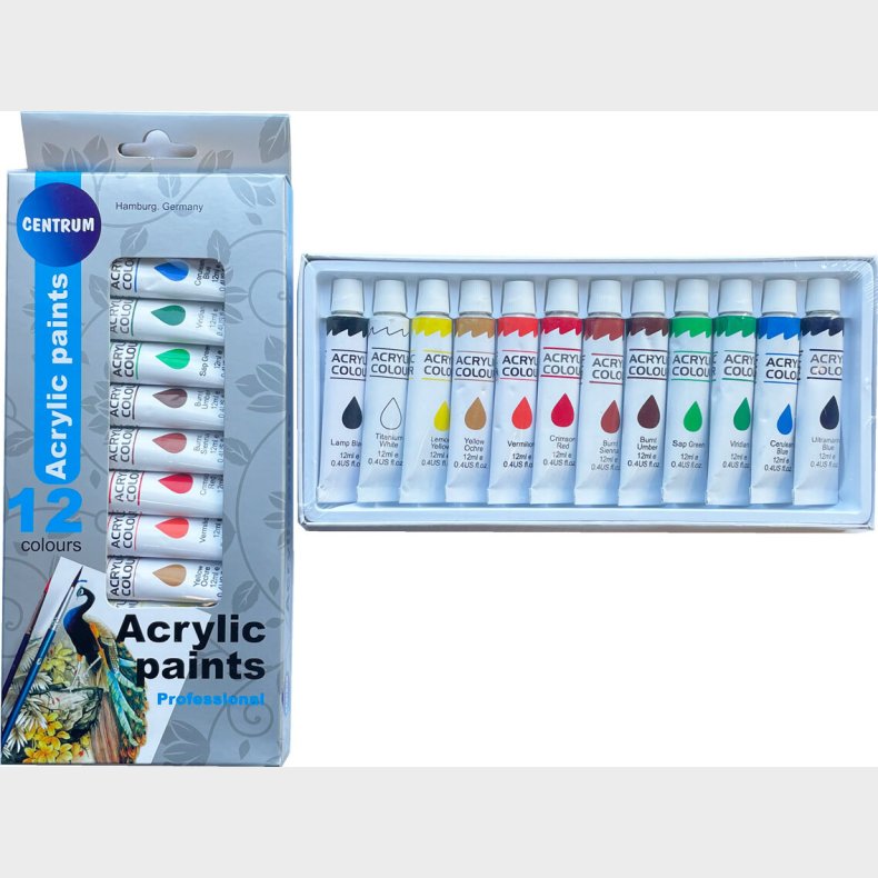 Acrylfarver 12 Tuber  12 Ml - Centrum