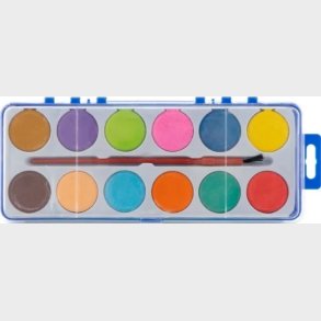 Vandfarve St Med Pensel - 12 Farver - Grafix